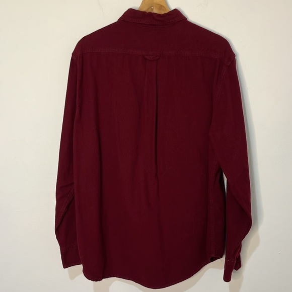 Eddie Bauer Cotton Flannel Men's Shirt Size L Maroon Red Long Sleeve Button Up - Picture 3 of 14